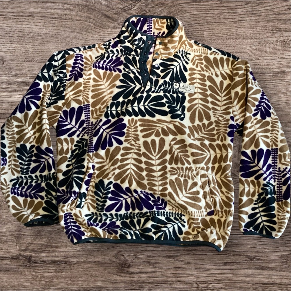 Parks Project Big Sur Ferns Trail Fleece Sweater Pullover Mens Large